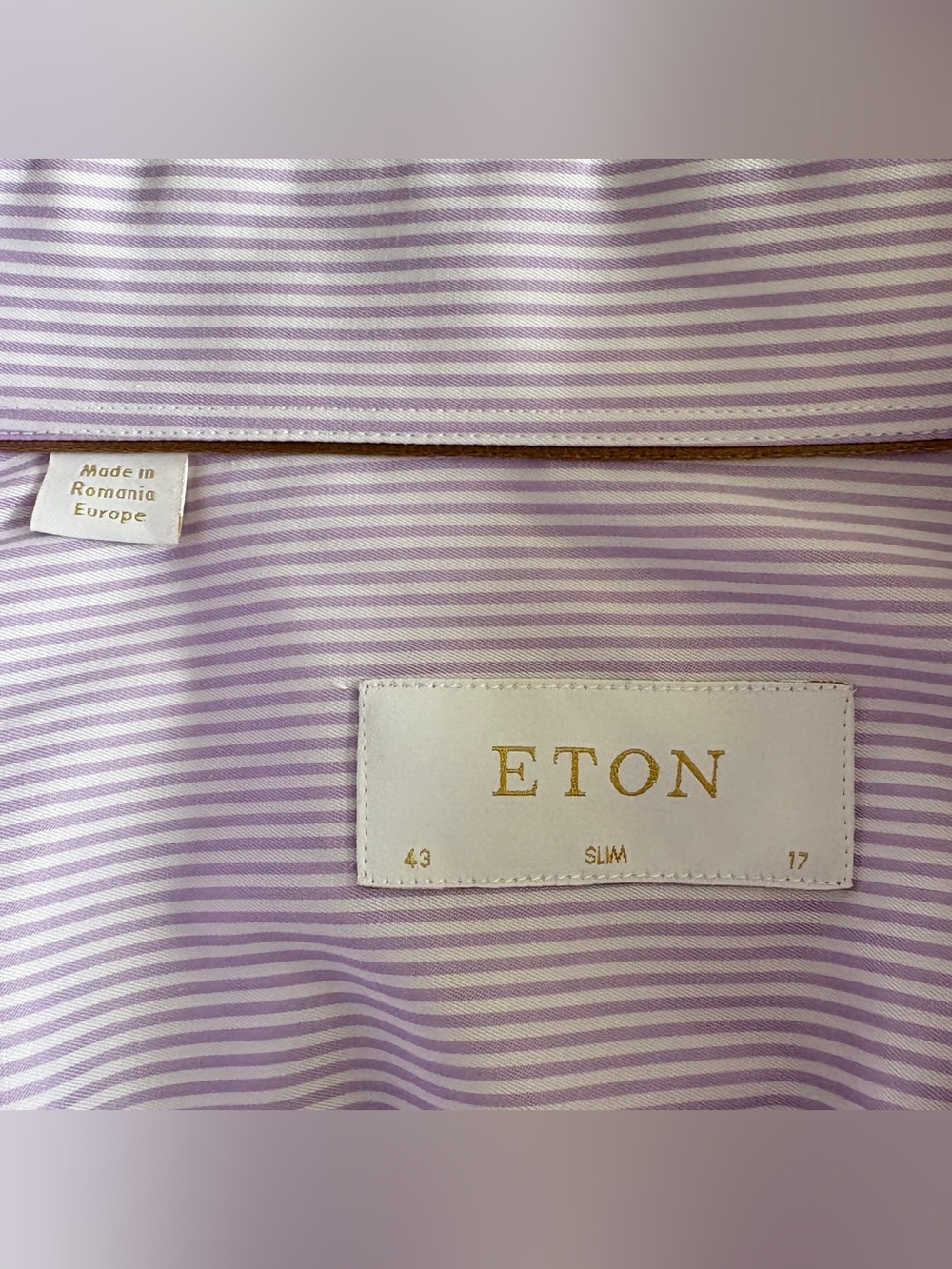 Eton Slim Striped Gold Label Signature Twill Dress Shirt 43/17